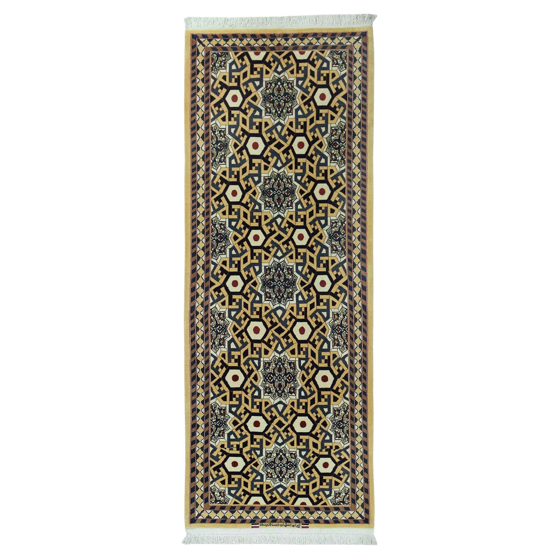 Tappeto persiano Isfahan Small - Lana Nero Giallo Design - 96895