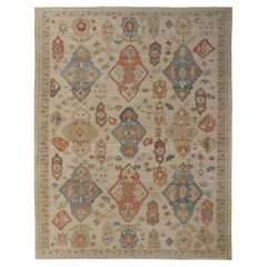 Afghanistan Sultanabad Over Size Rug - Wool Blue Ivory Red - 95579
