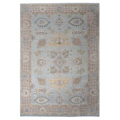 Afghanistan Oushak Over Size Rug - Wool Light Blue Design - 95666