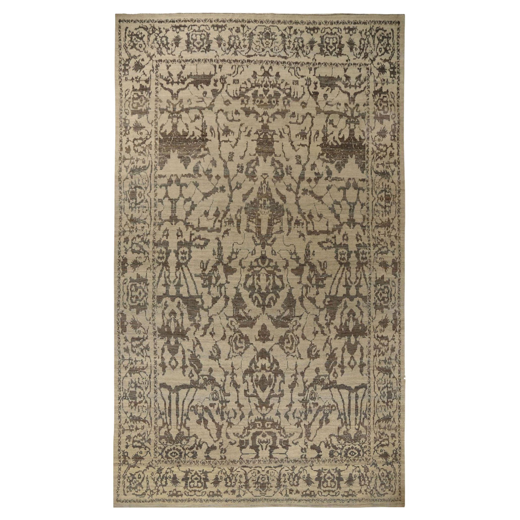 Afghanistan Sultanabad Over Size Rug - Wool Brown Ivory - 95809