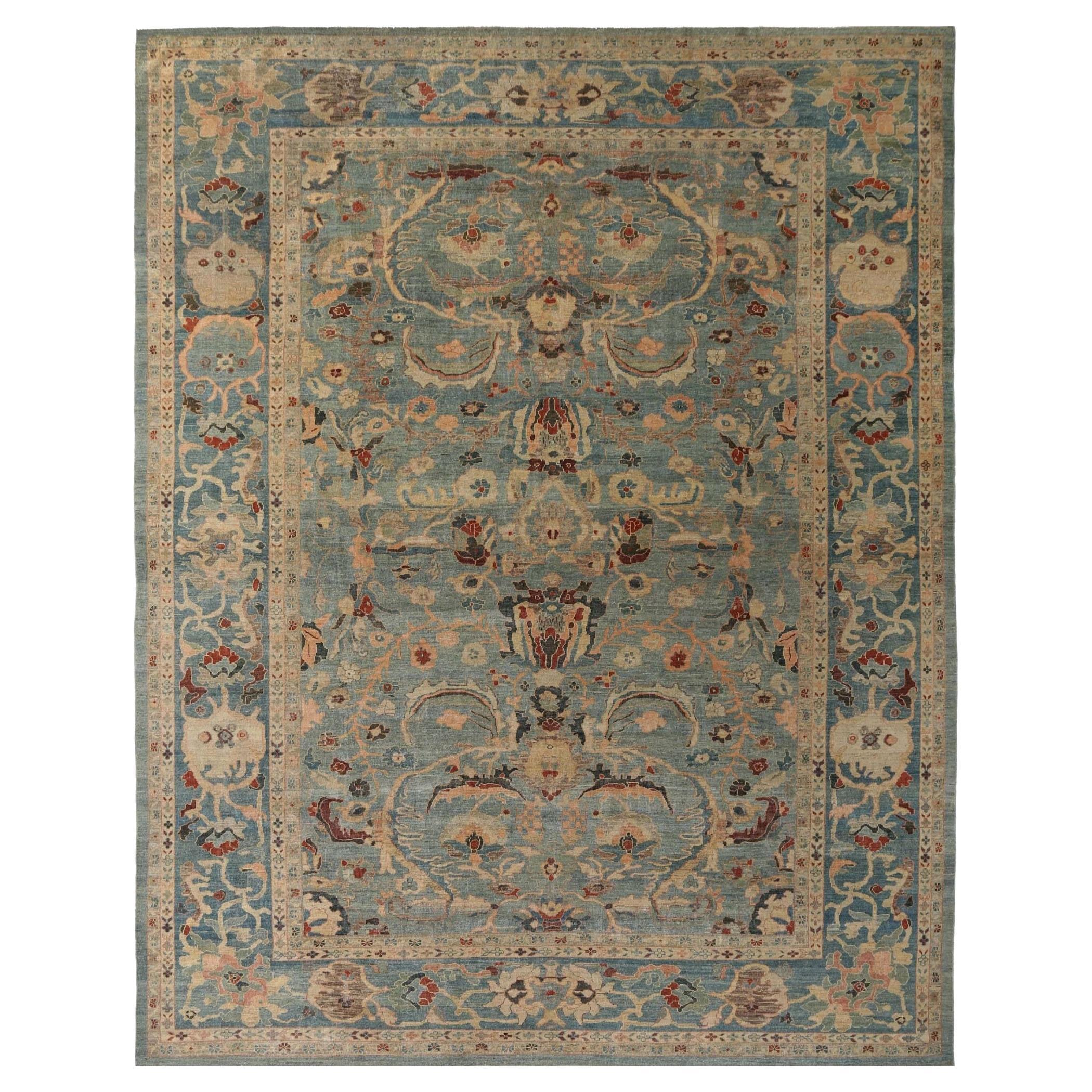 Tapis Sultanabad surdimensionné en laine bleue - 95812