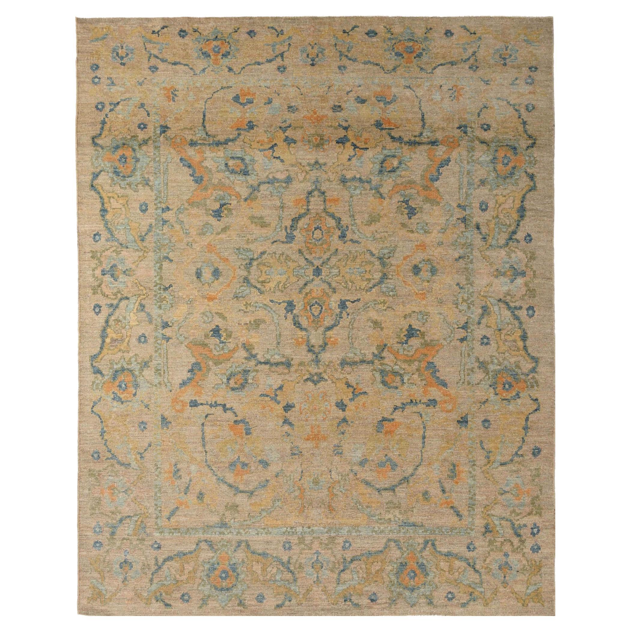 Afghanistan Sultanabad Area Rugs - Wool Orange Pink Design - 95787 For Sale