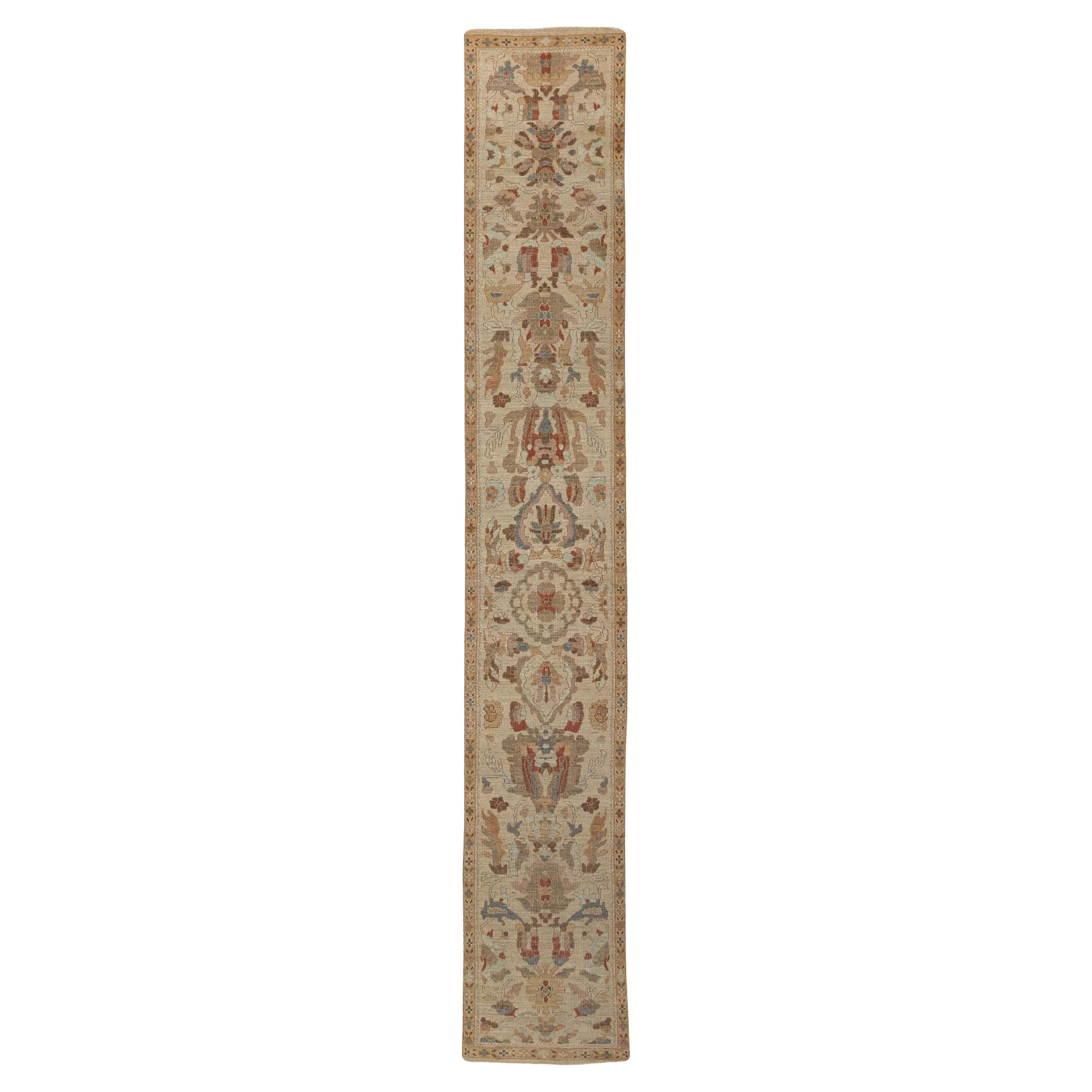 Afghanistan Sultanabad Runner Rug - Wool Ivory Design - 95827