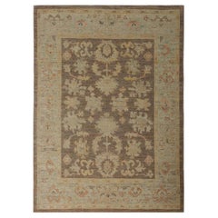Afghanistan Oushak Area Rugs - Wolle Brown Design - 95832