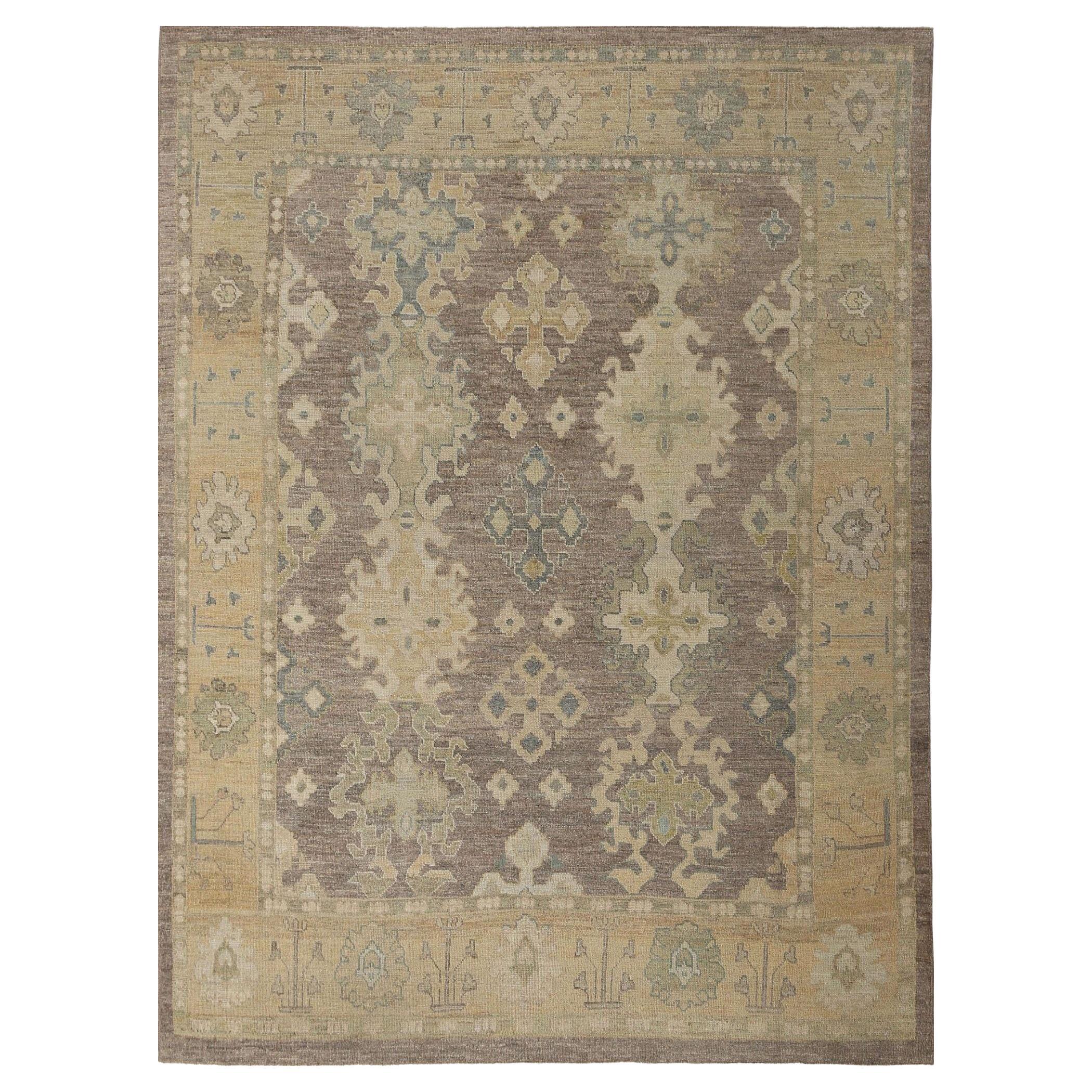 Afghanistan Oushak Area Rugs - Wolle Brown Design - 95833