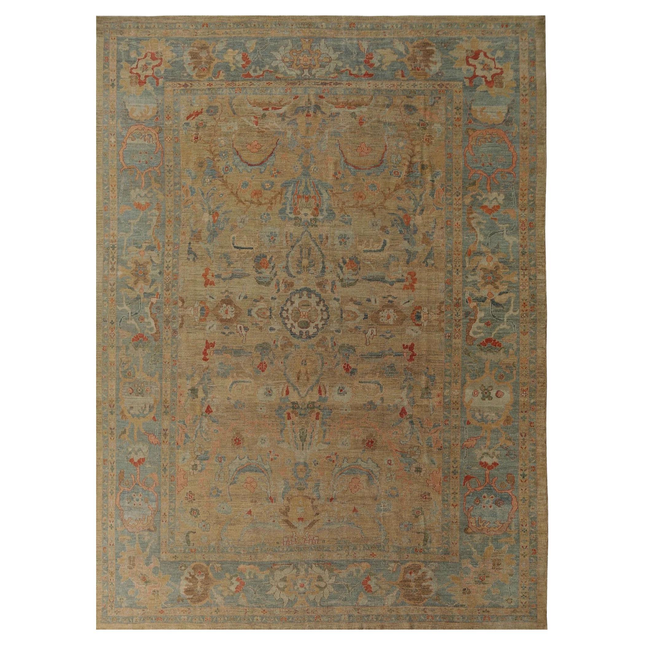 Afghanistan Sultanabad Over Size Rug - Wool Brown Yellow - 95874