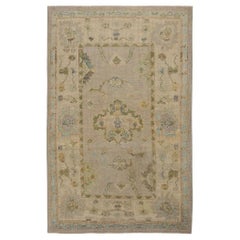 Petit tapis d'Afghanistan Oushak - Design en laine ivoire taupe - 95875