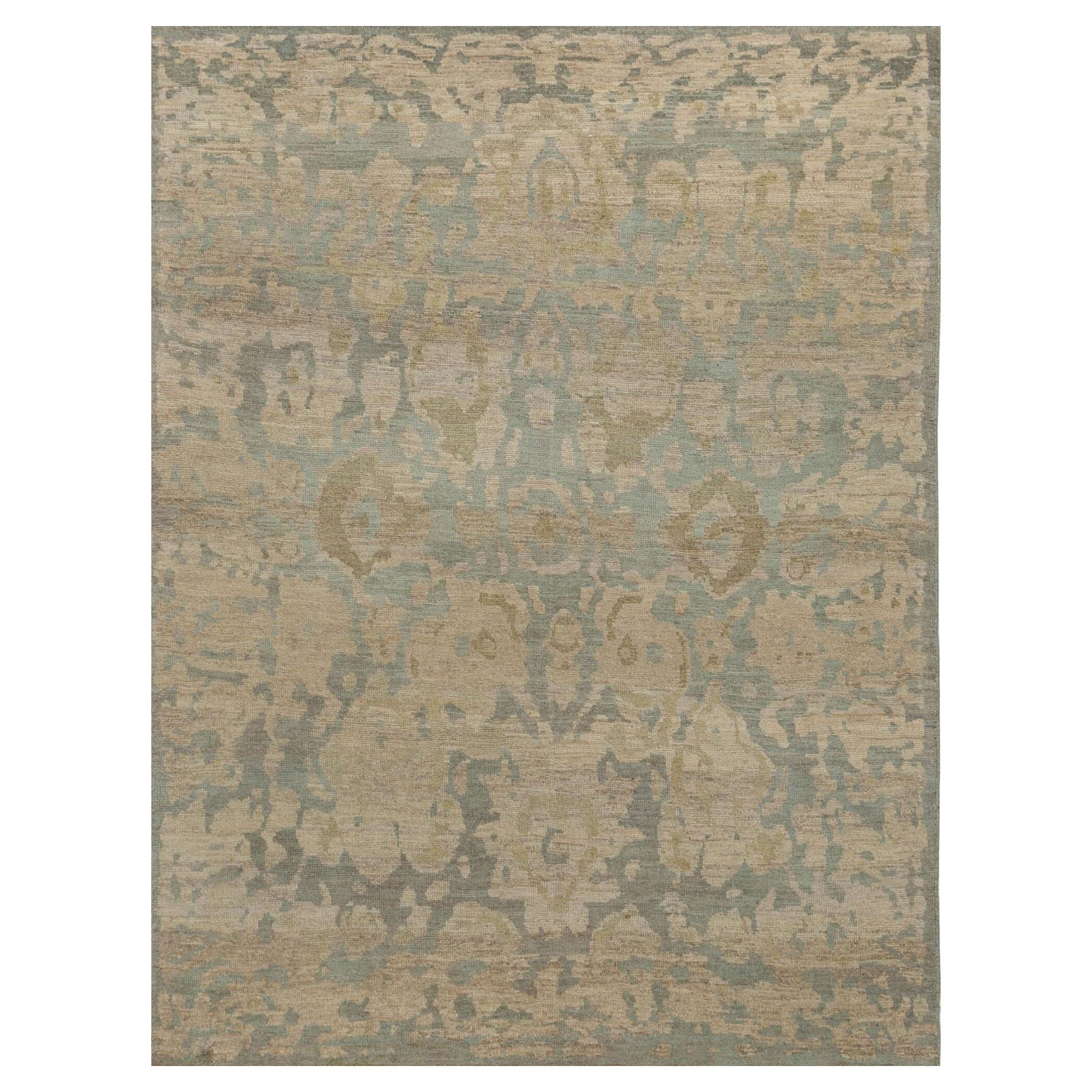 Afghanistan Oushak Area Rugs - Wolle Blau Braun Elfenbein Design - 95916