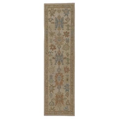 Afghanistan Oushak Runner Rug - Wool Ivory Design - 95985