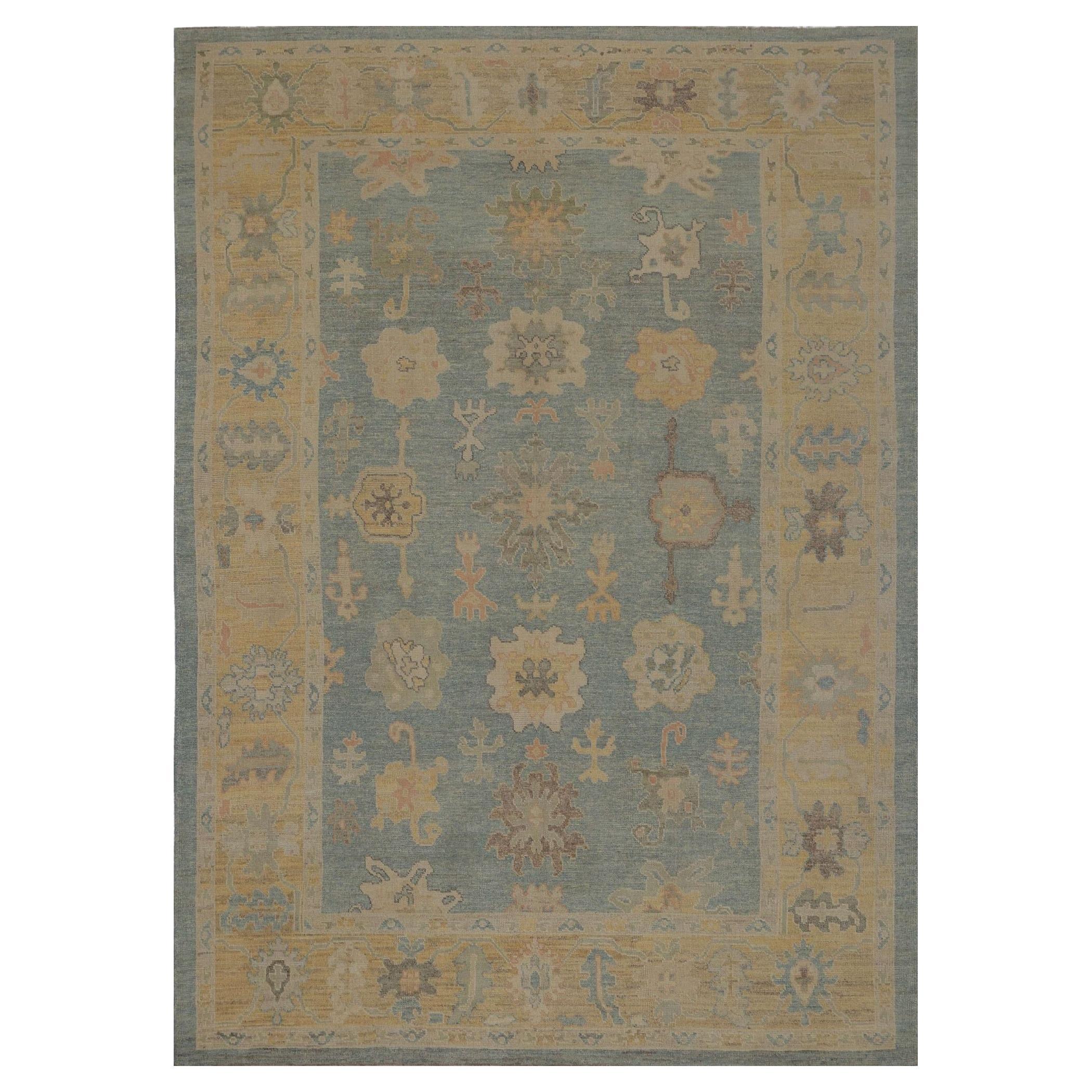 Tapis d'Afghanistan Oushak - Design en laine bleu gris - 96040