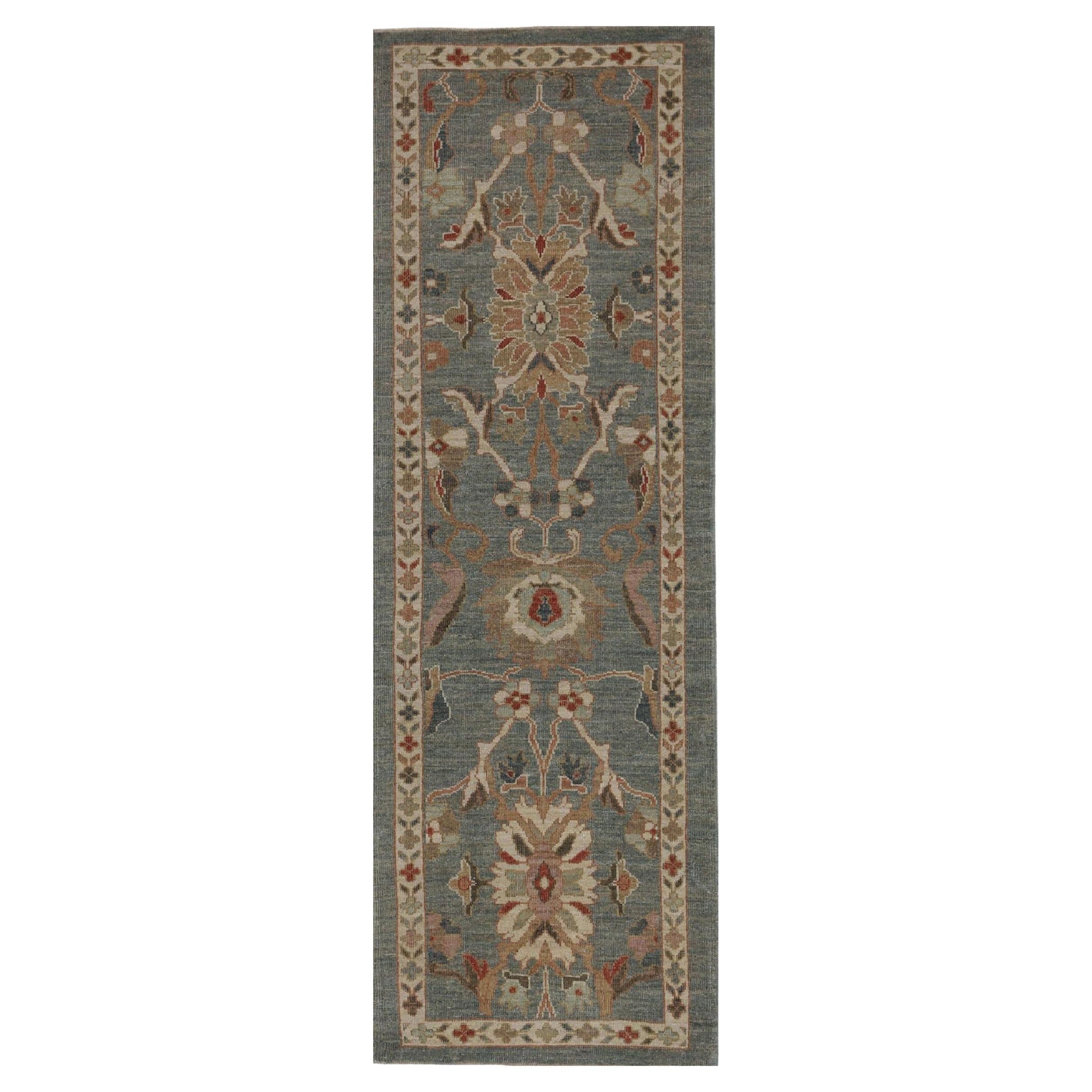 Afghanistan Sultanabad Runner Rug - Wool Gray Design - 96017 For Sale