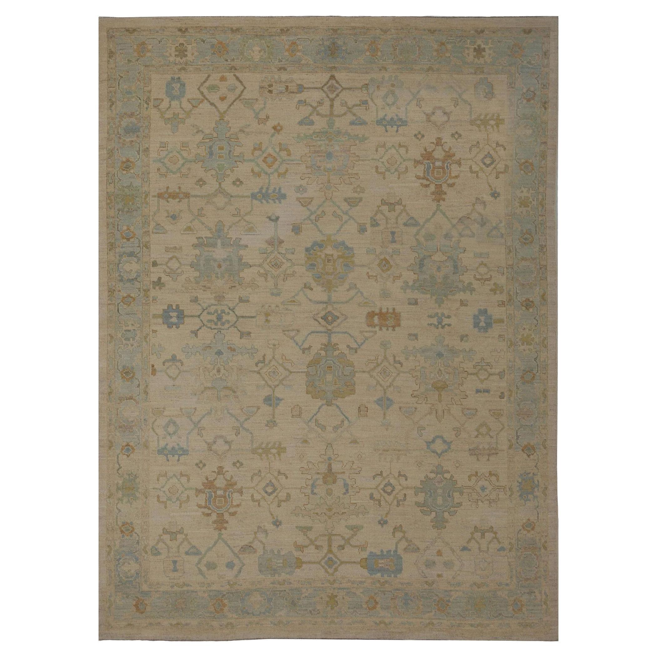 Tapis d'Afghanistan Oushak - Design en laine ivoire taupe - 96025