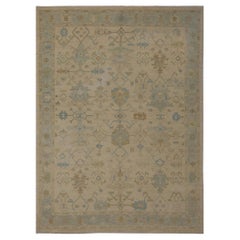 Afghanistan Oushak Area Rugs - Wool Ivory Taupe Design - 96025