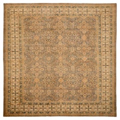 Afghanistan Tabriz Area Rugs - Wool Ivory Taupe Yellow Design - 93887