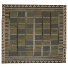 Tapis de collection suédois - Laine bleu vert ivoire - 96246