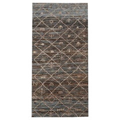 Afghanistan Moroccan Runner Rug - Wool Blue Brown Ivory - 96356