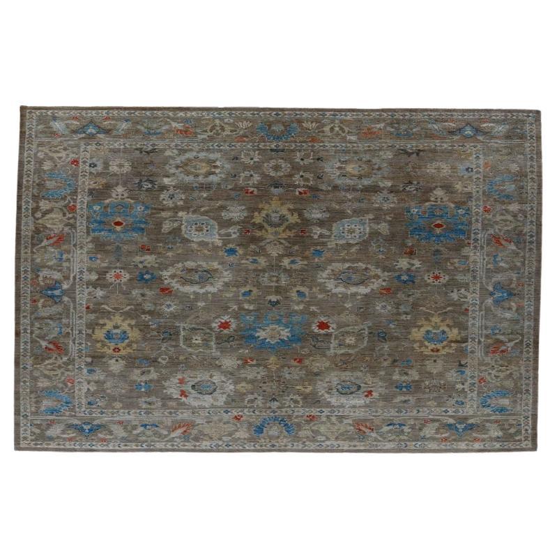 Quadratische Sultanabad-Teppiche aus Wolle in Blau, Elfenbein und Taupe - 90782 aus der Türkei