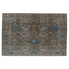 Quadratische Sultanabad-Teppiche aus Wolle in Blau, Elfenbein und Taupe - 90782 aus der Türkei