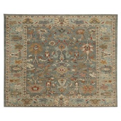 Turkey Sultanabad Area Rugs - Wool Blue Gray Ivory Design - 95947
