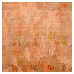 Tapis modernes indiens en laine ivoire rose jaune - 94022