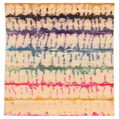 Vintage India Modern Runner Rug - Wool Blue Green Ivory Pink Purpel - 94052