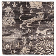 India Modern Area Rugs - Wool Brown Ivory Design - 94138