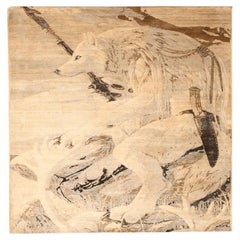 India Modern Area Rugs - Wool Ivory Design - 94151