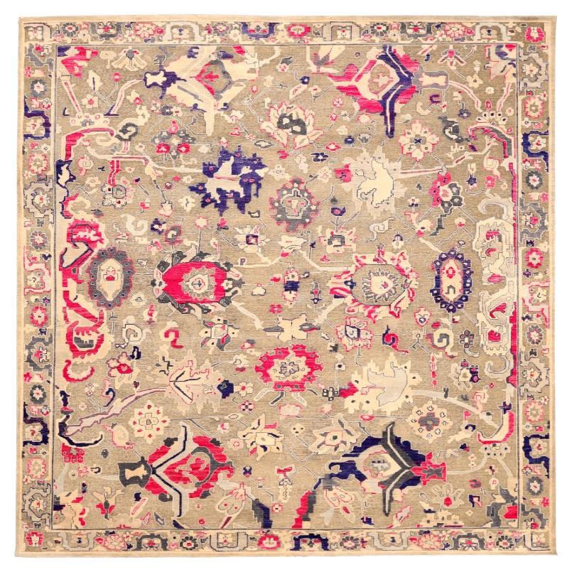 India Oushak Area Rugs - Wool Ivory Pink Taupe Design - 94147