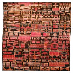 India Modern Runner Rug - Wool Brown Ivory Pink Red Design - 94216