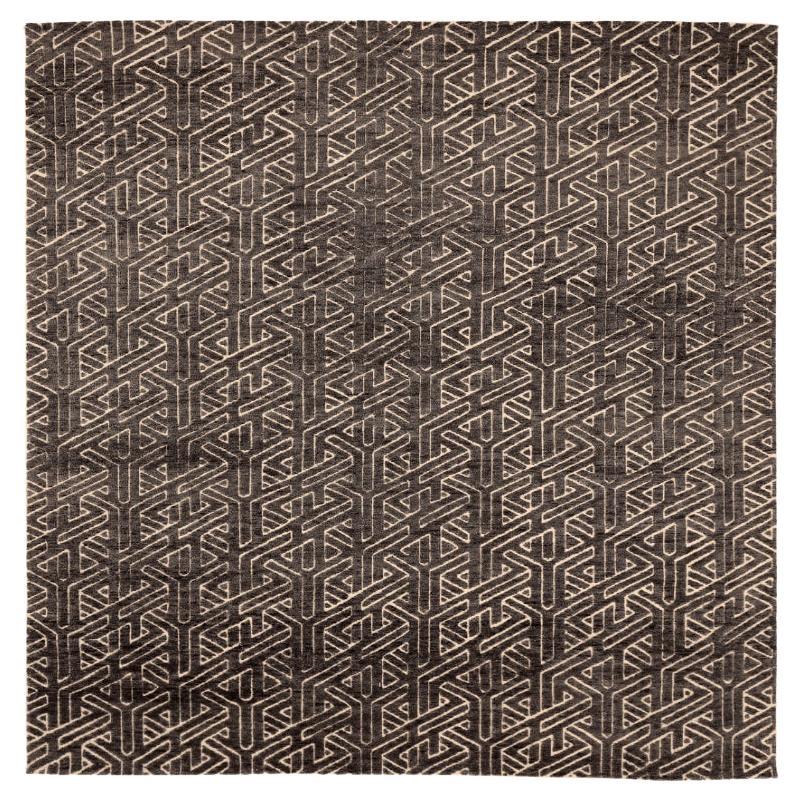 Indien Marokkanische Teppiche - Wolle Braun Elfenbein Design - 94223