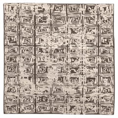 Vintage India Modern Small Rug - Wool Brown Ivory Design - 94252