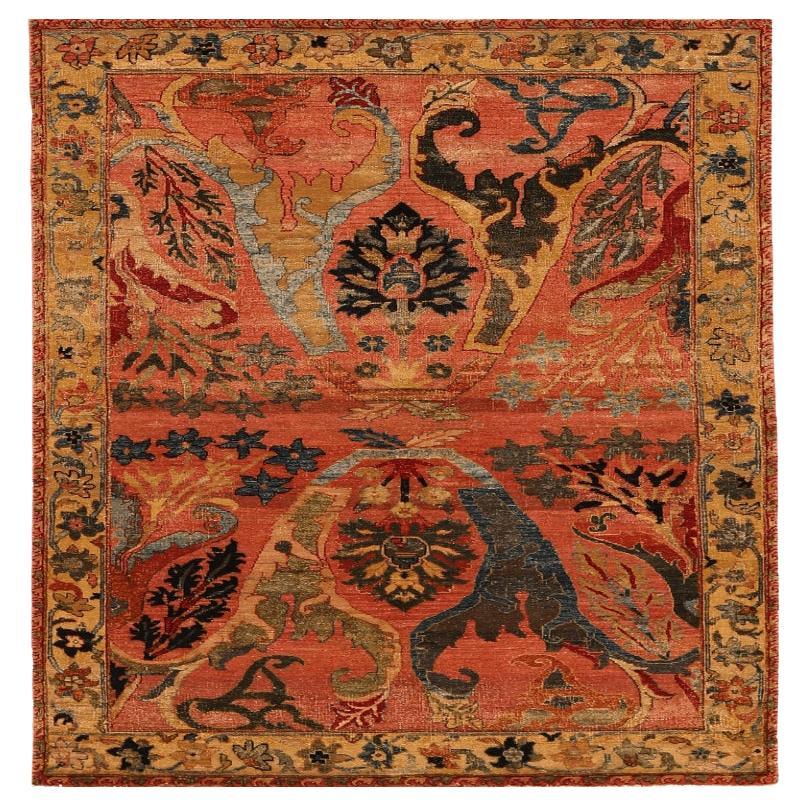 Indien Bijar Kleiner Teppich - Wolle Rot Gelb Design - 94255