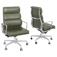 2000s Herman Miller Eames Executive Soft Pad Desk Chair in Green Leather