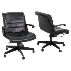 2000 Richard Sapper for Knoll Management Desk Chairs in Black Leather