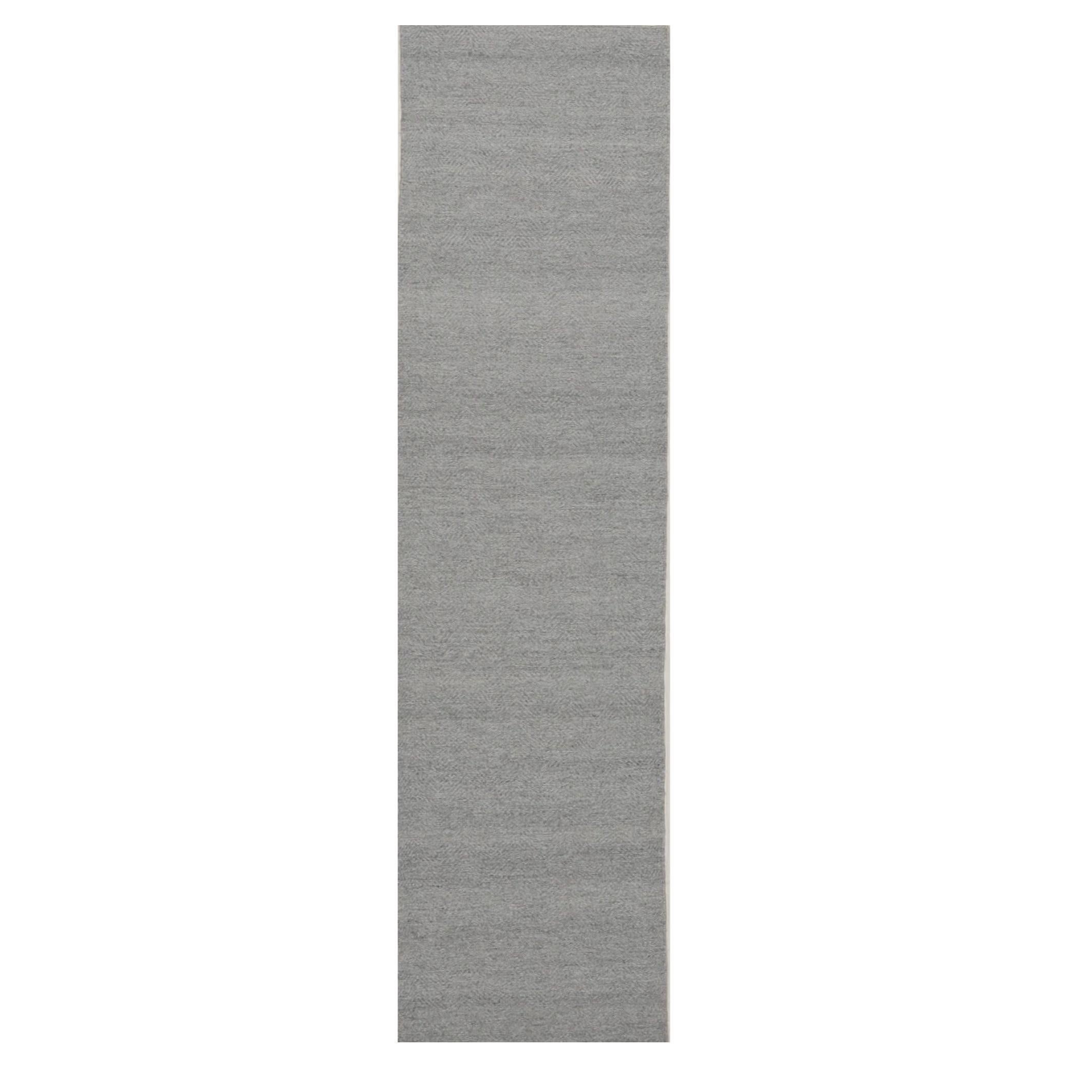 India India Runner Rug Circa 1990 - Wool Gray Design - 99119