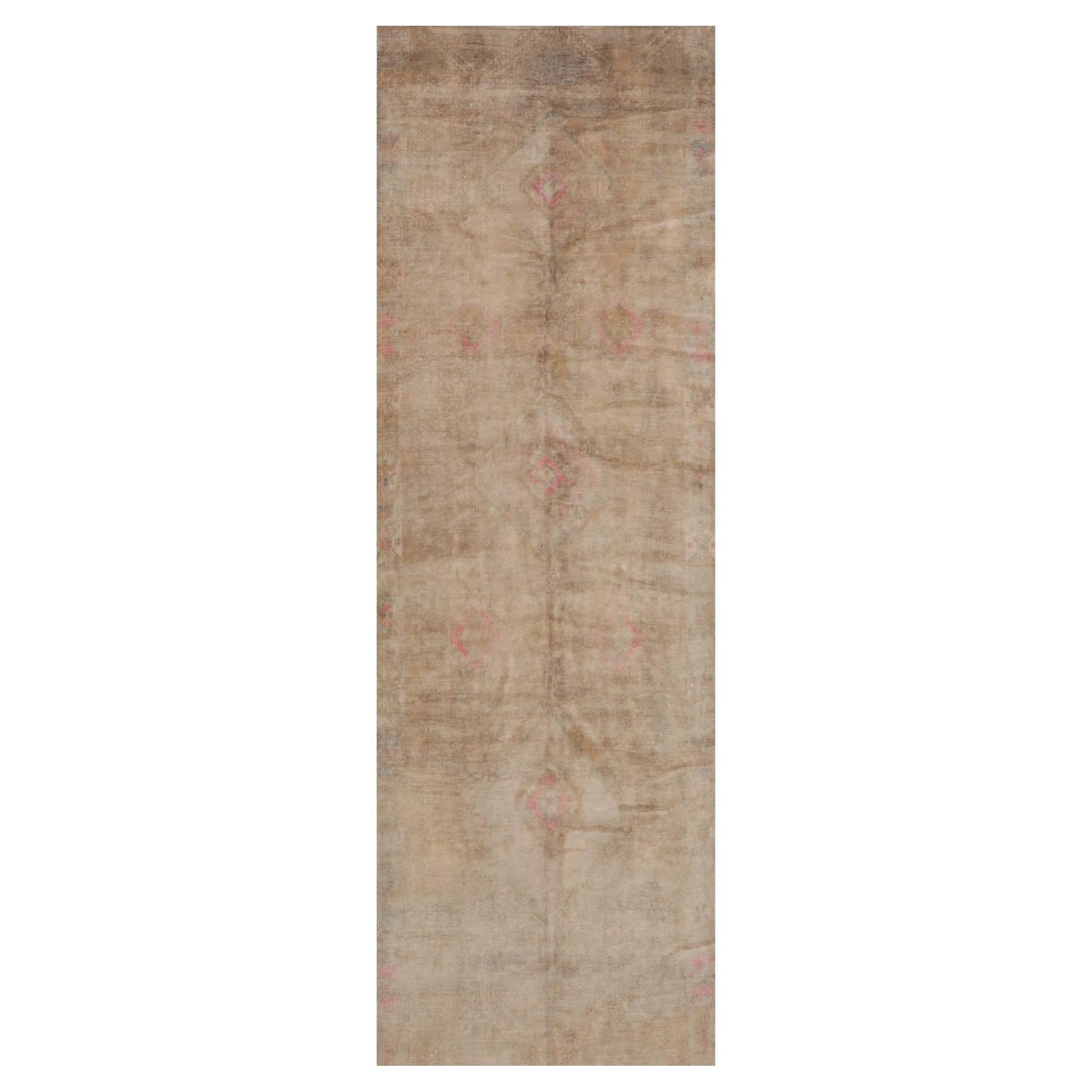 Tapis de course Turkey Anatoly Circa 1940 - Laine Ivoire Rose Taupe Design - 92851