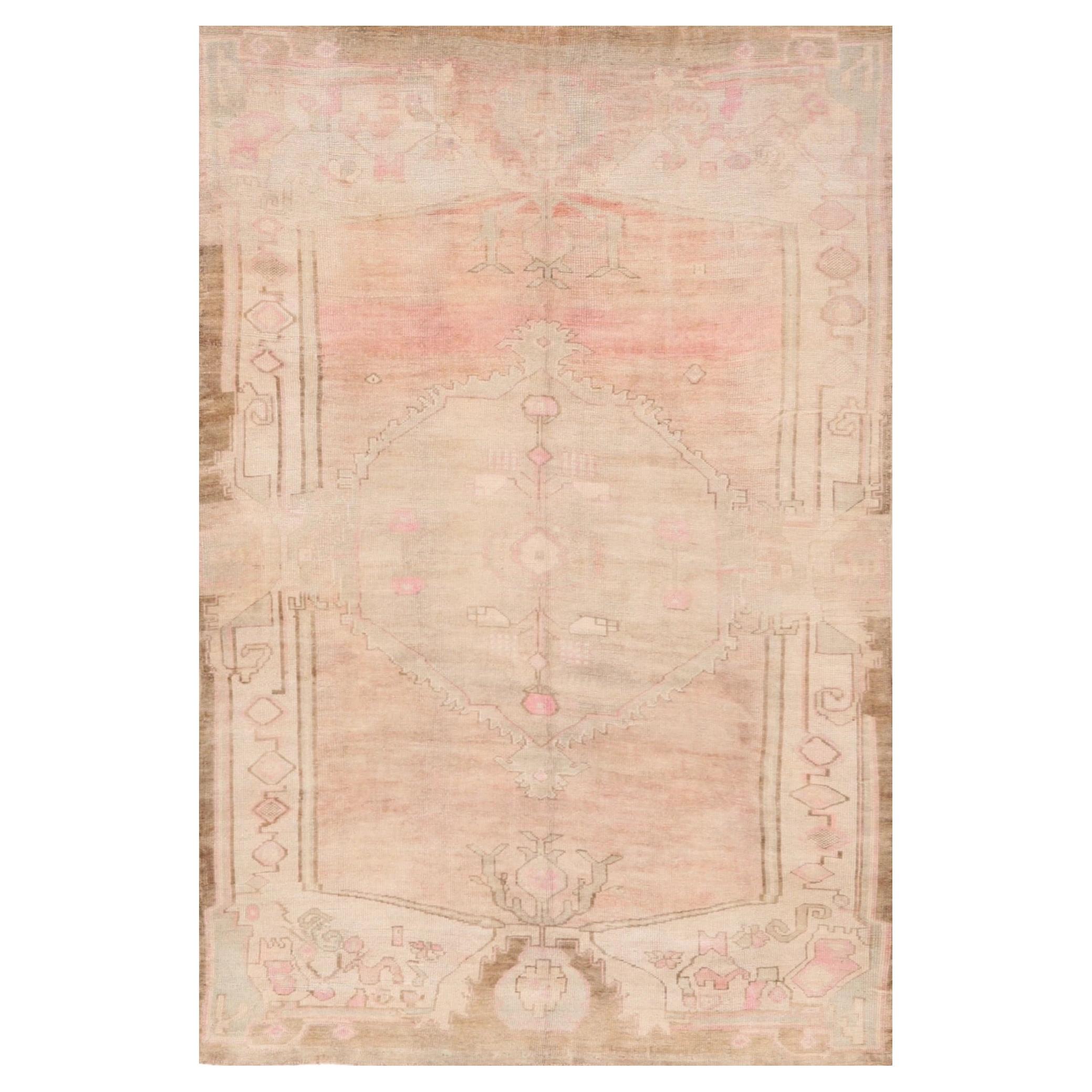 Türkei Anatoly Bereich Teppiche CIRCA 1940 - Wolle Braun Elfenbein Rosa Design - 92852