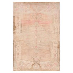 Turkey Anatoly Area Rugs Circa 1940 - Wool Brown Ivory Pink Design - 92852