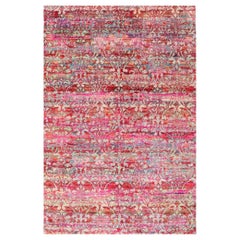 India India Area Rugs Circa 1990 - Wool Blue Green Ivory Pink Red Design - 93273