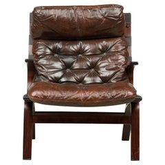 1950s Scandinavian Mid-Century Bentwood Armchair with Leather Cushion