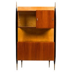 Italian Mid-Century Lacquered Mahogany Wall Cabinet, 1950s