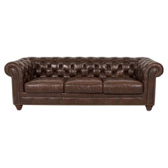 20th Century Brown Leather Victorian Chesterfield Sofa, Button Tufted