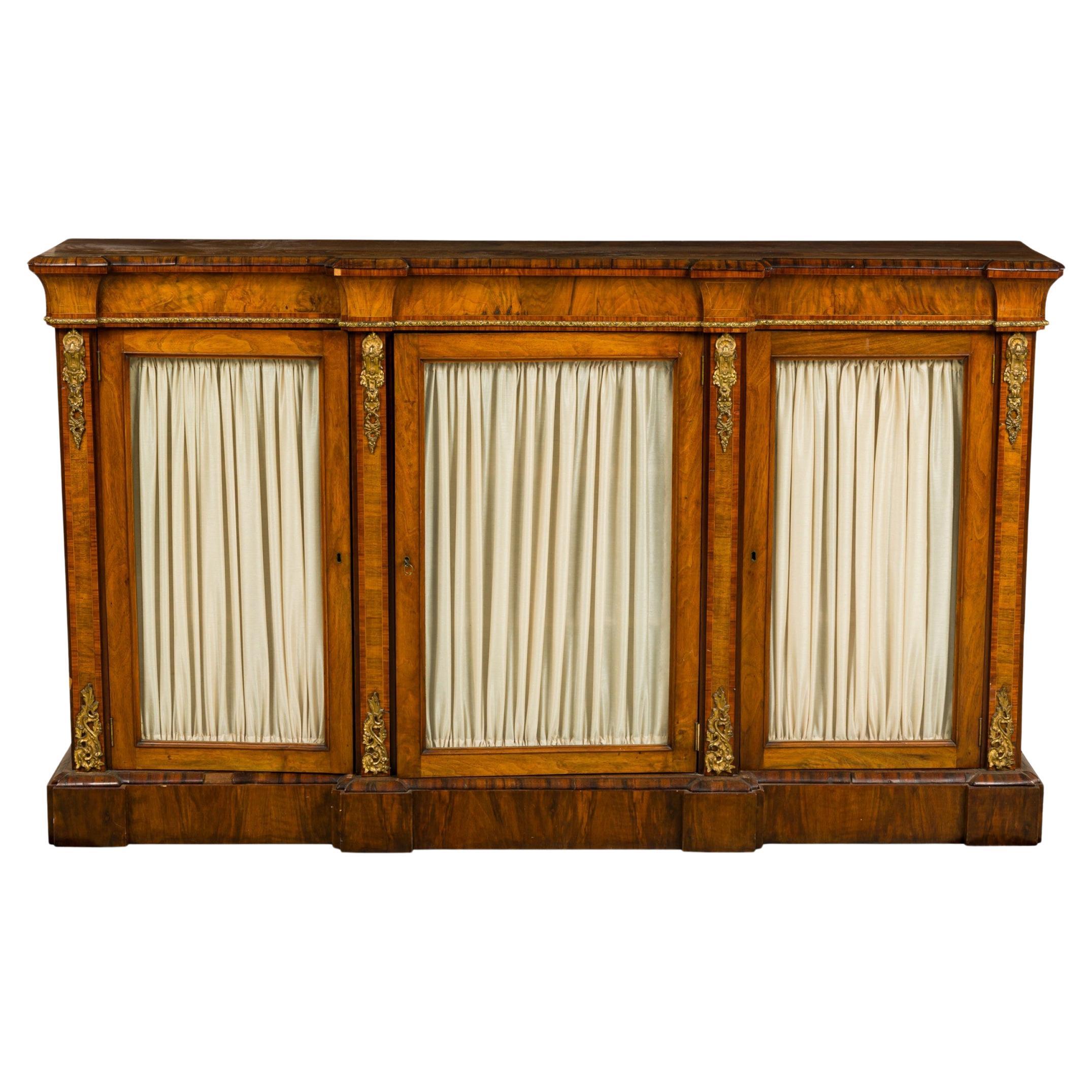 19th Century English Regency Walnut Sideboard with Bronze Trim