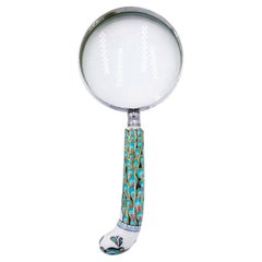 French Victorian Cloisonné Magnifying Glass, Mid-Century Modern