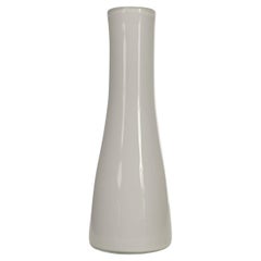 Scandinavian Mid-Century White Glass Vase with Tapered Modern Design