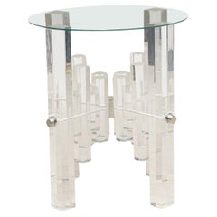 Charles Hollis Jones Mid-Century Lucite & Polished Nickel Dining Table Base