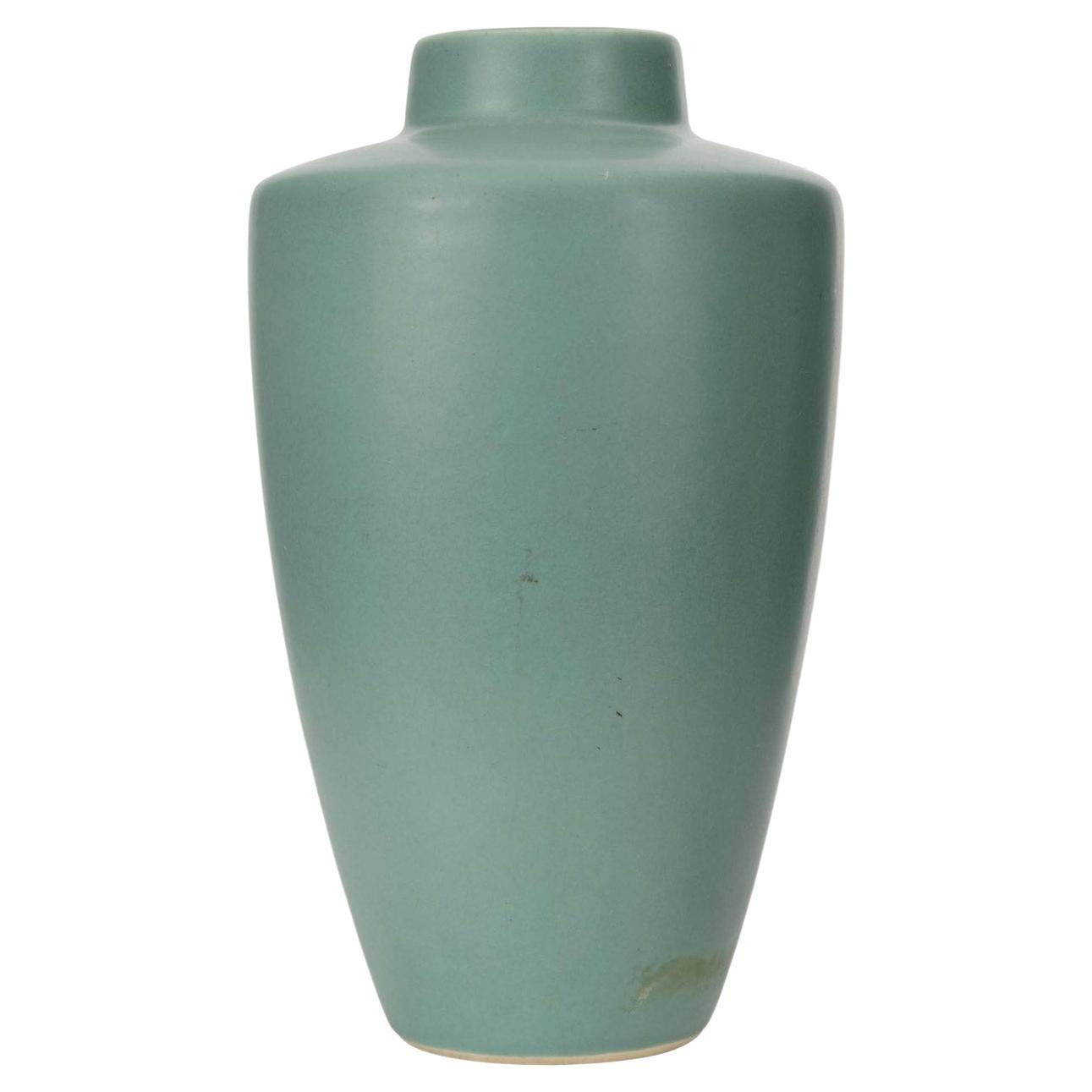 Modern Tall Green Glazed Ceramic Vase, 20th Century, USA