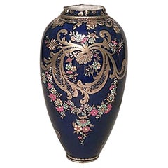 English Victorian Cobalt Blue and Gold Porcelain Vase