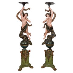 Italian Polychromed Figures in Art Nouveau Style from Venice