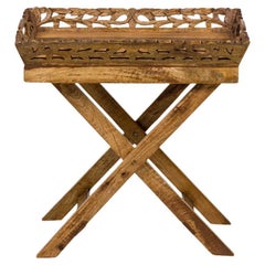 Amerikanischer Landhausstil geschnitzt hölzerne Tablett Top zusammenklappbar Tisch